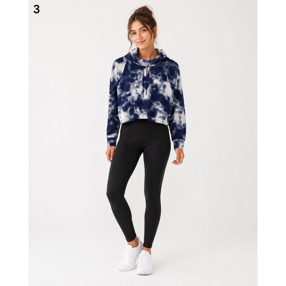 Old Navy Active Sweatshirt Womens  XL‎ Blue White Tie Dye Polyester NEW